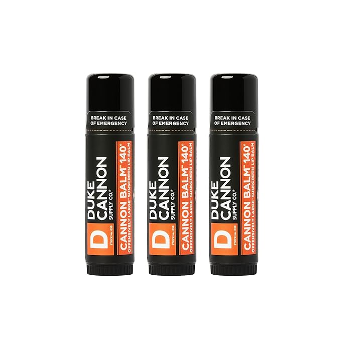 Duke Cannon Supply Co. Tactical Lip Protectant Cannon Balm 140 for Men (Blood Orange Mint) Multi-Pack - Superior Performance, Heavy-Duty, SPF 30, Large Balm for Hard Working Men, 0.56 oz (3 Pack)