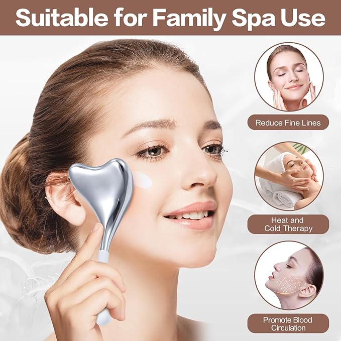 Ice Globes for Face Cryo Sticks Set, Ice Roller Stainless Steel Facial Massage Skin Care Tools for Cooling & Hot Spa