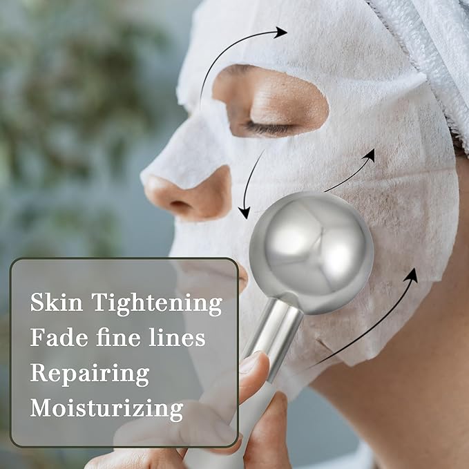 Ice Globes for Face & Eyes, Unbreakable Stainless Steel Cryo Massagers for Skincare Routines, Multifunctional Cold Roller Cooling Globes for Puffiness, Sagging Skin, Fine Lines, and Facial Relaxation