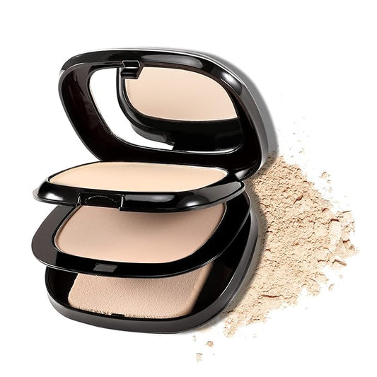 Boobeen Pressed Powder, Light Shade, Long-Lasting Matte Finish, Flawless Lightweight Makeup, 2 Layers Setting Powder Foundation, Compact with Mirror and Puff