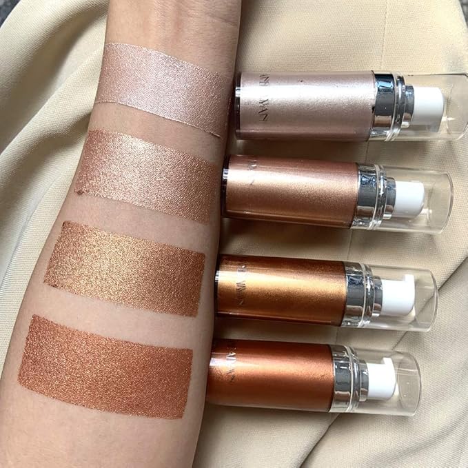 Body Face Luminizer Highlighter Cream Spray Liquid Bronzer Illuminator Glow Glistening Makeup Foundation (#3 Bronze Gold)