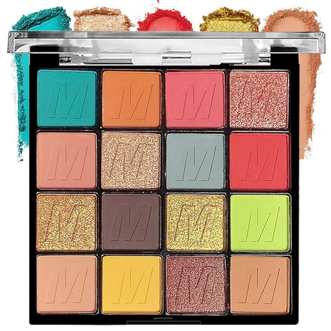 16 Colors Champagne Gold Glitter Matte Shimmer Eyeshadow Palette for Eye Makeup,High Pigmented Brown Eye Shadow Primers Powder Palet de sombras de ojos