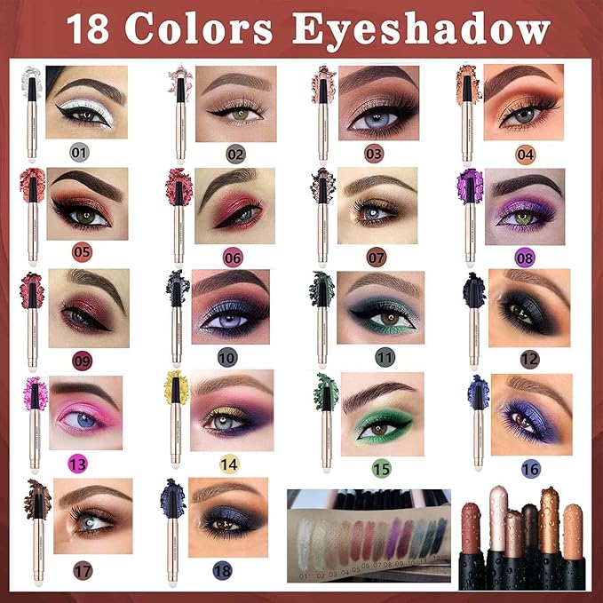 Champagne Eyeshadow Stick And Sponge Makeup Brush Cream Shimmer Smooth Shadow Pencil Eyeliner Long Lasting Waterproof Eye Shadow Highlighter Stick Hypoallergenic Multi-Dimensional Eyes Look ( # 04)