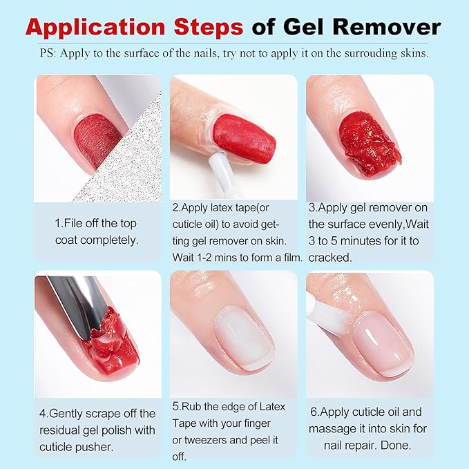 2PCs Gel Nail Polish Remover - 30ML,Fast & Easy, with Roller Cuticle Oil, No Need to Wrap and Soak, Remove Gel Polish in 2-5 Minutes at Home, No Damage to Nails, with Cuticle Pusher Tool,Nail File