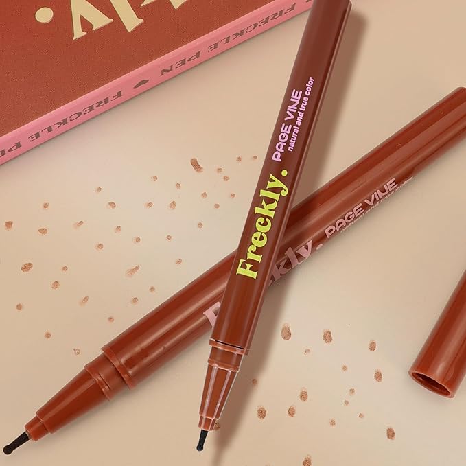 Freckle Pen,2 PCS Faux Freckle Stamp Waterproof,Fake Face Freckles Stain Makeup Long Lasting Quick Dry,Natural Lifelike Soft Dot Freck Pen 01-Light+02-Medium
