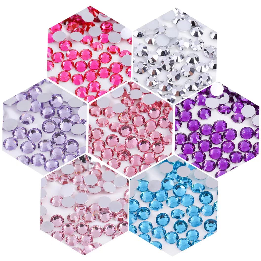 3000 Pieces SS12 3mm Flatback Rhinestones Clear Glass Round Gems Crystals for Nail Art DIY Crafts Clothes Shoes Bags （Purple）