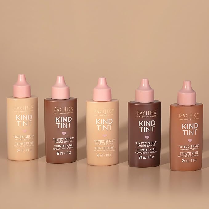 Pacifica Beauty Kind Tint Tinted Serum, Skincare, Vegan Collagen, Hyaluronic Acid, Vitamin C, Niacinamide, Caffeine, Hydrating, Lightweight Foundation, Natural Dewy Skin, Shade 22, 1 fl oz (1 Count)