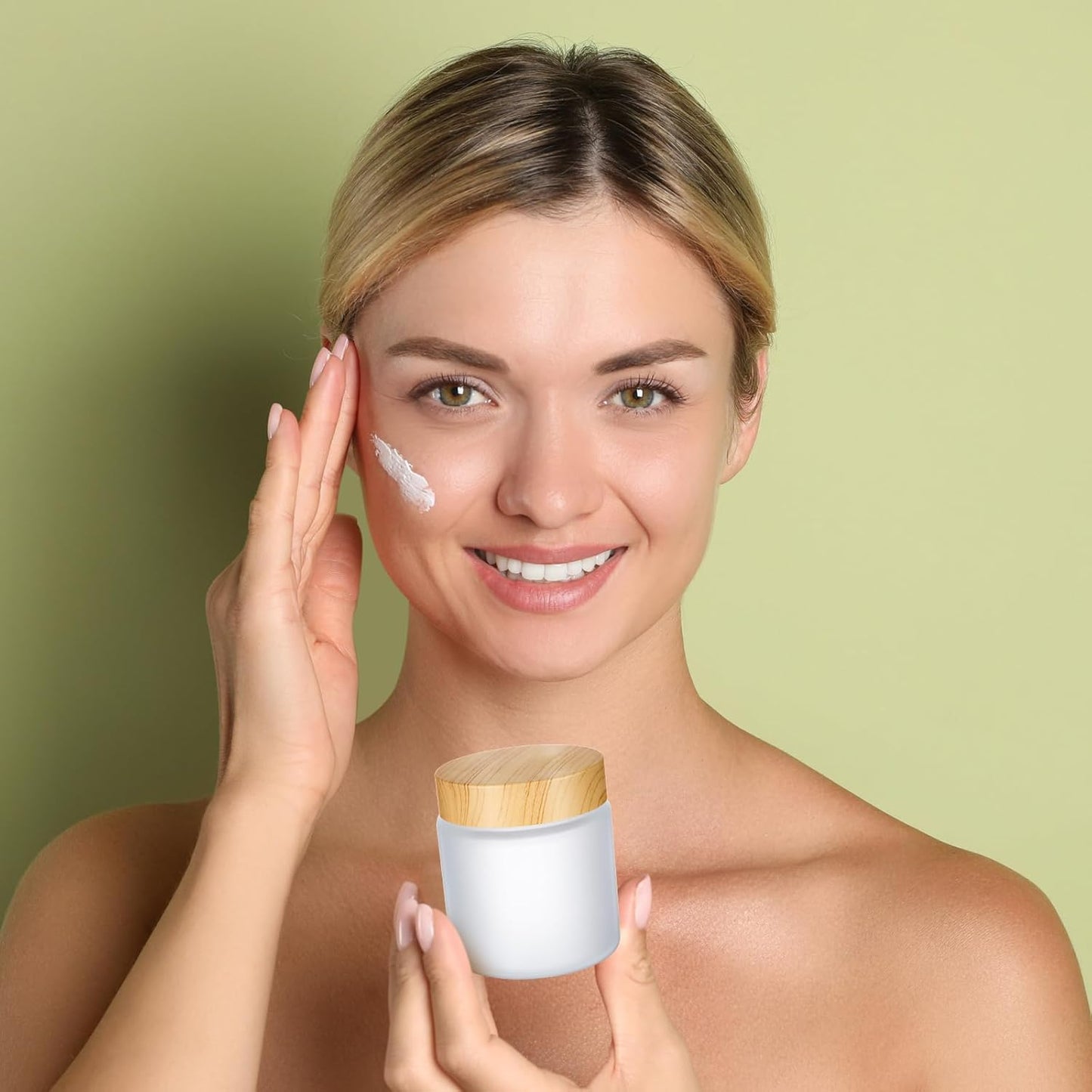 Geiserailie 10 Pieces Glass Cosmetic Containers Empty Sample Jars with Leak Proof Lids Makeup Sample Containers for Lotion Cream Cosmetic (100 Gram)