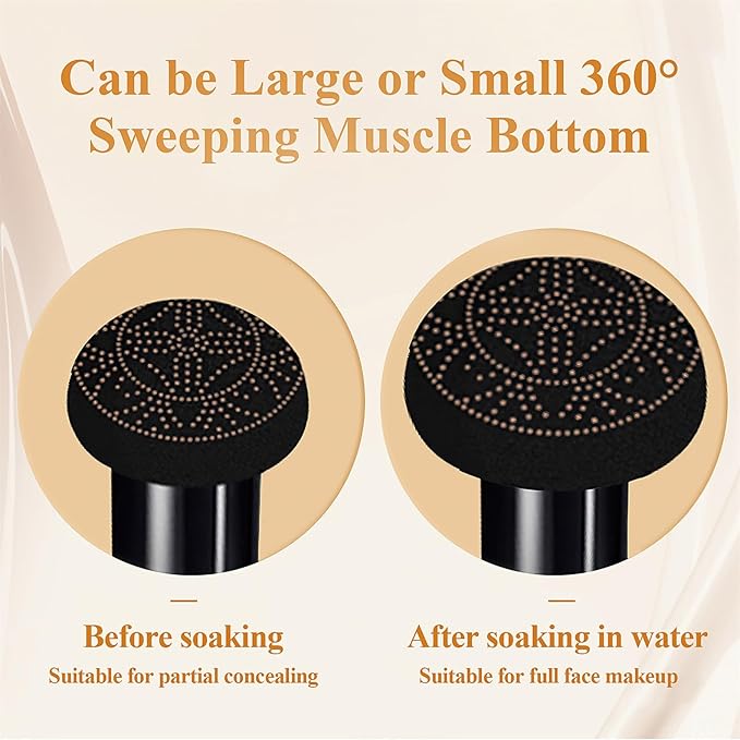 Mushroom Head Air Cushion CC Cream - BB Cream Face Makeup Foundation for Mature Skin Moisturizing Concealer Brighten Long-Lasting, Even Skin Tone for All Skin Types, Medium Deep
