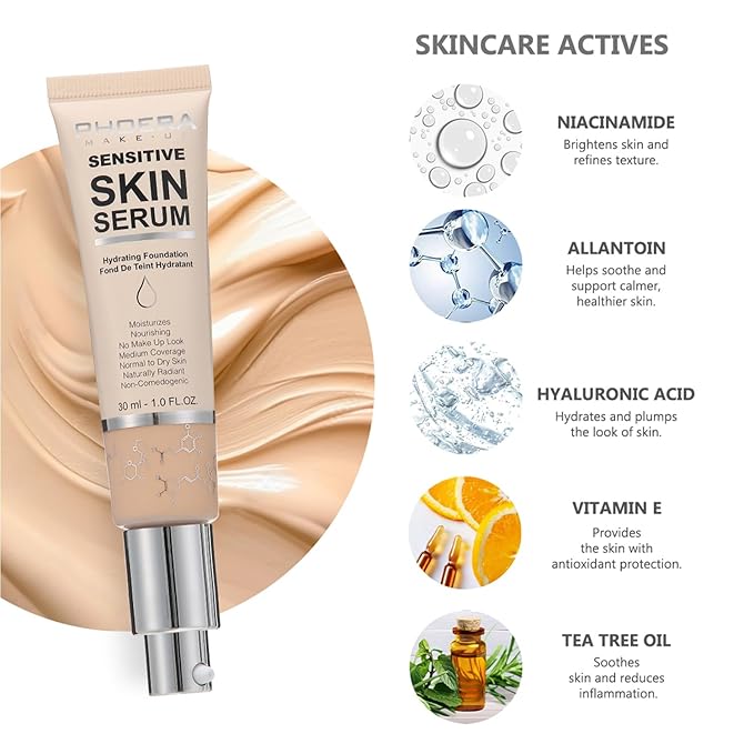 PHOERA Foundation Full Coverage,and Medium Coverage 2024 New PHOERA Foundation Makeup for Mature Skin, Lightweight Wrinkles Matte Natural Finish for a Flawless Complexion(103+N02/Warm peach+Nude)