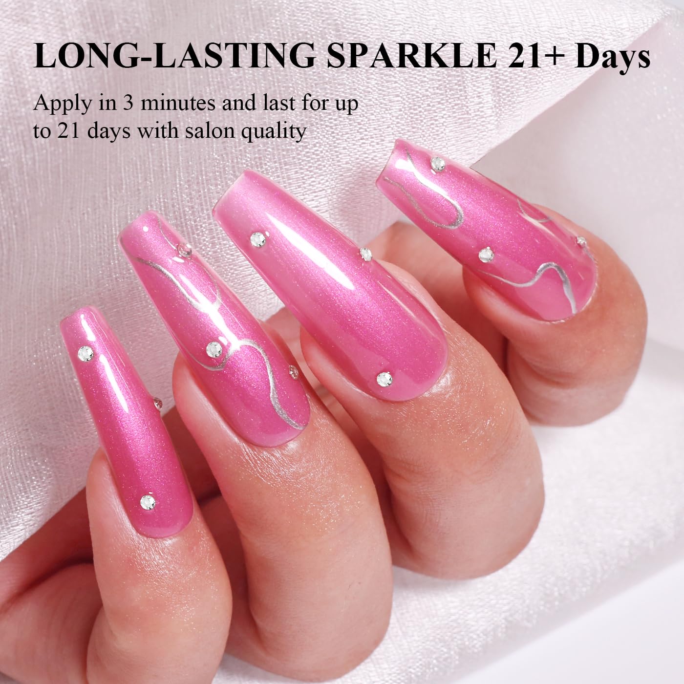 Imtiti Glitter Gel Nail Polish, Rose Pink Pearl Glitter Nail Gel Polish Diamond Shimmer Sparkle Soak Off UV LED Spring Summer Manicure 10ML