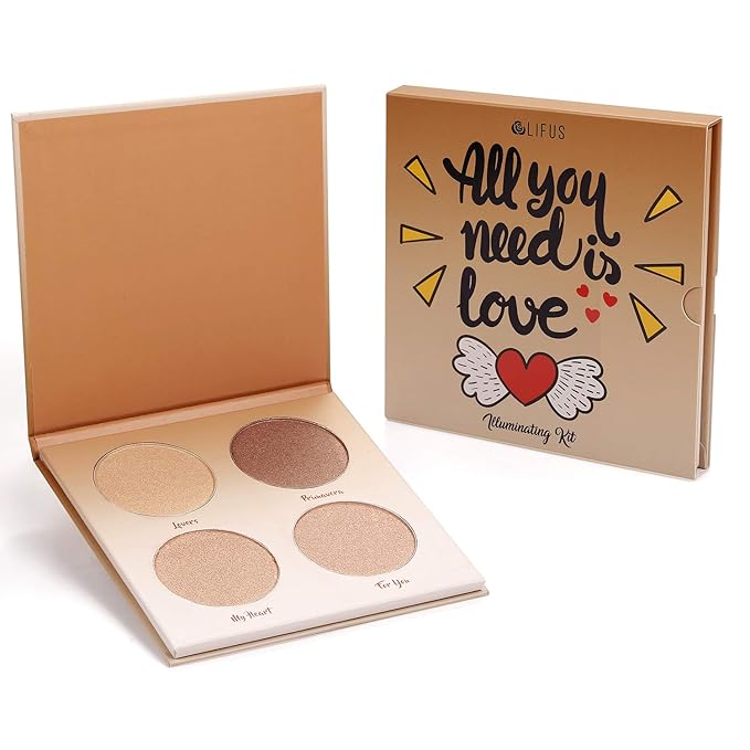 Highlighter Palette，Highlighter Makeup Palette, Glow Bronzer Highlighter Powder Kit,Face illuminator makeup palette