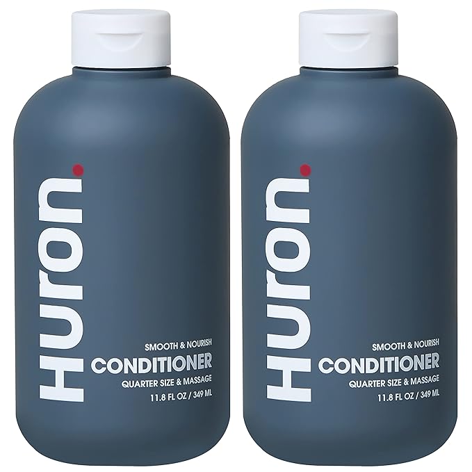 Huron Men’s Conditioner - Lightweight, Hydrating Conditioner - Eliminates Frizzy Hair, Moisturizes, & Restores Shine - Clean & Invigorating Scent - 100% Vegan Ingredients & Cruelty-Free - 11.8 Fl Oz (2 Pack)
