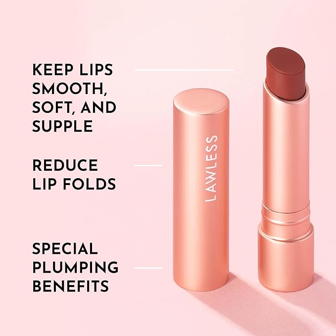 LAWLESS Forget the Filler Lip Plumping Line Smoothing Tinted Balm, Sugarplum, Pink, 0.09 Ounce