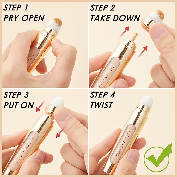 FOCALLURE FIX CORRECTOR Concealer Stick, Full Coverage Concealer Makeup, Color Corrector for Dark Circles, Including Replaceable Applicator, YL04 CAFE