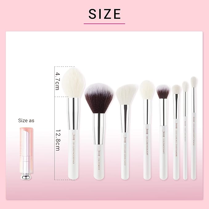 Jessup Brand 25pcs Professional Makeup Brush Set Beauty Cosmetic Foundation Powder Blusher Eyeshadow Blending Highlight Concealer Natural-Synthetic Hair Brushes Set (Pearl White/Silver)
