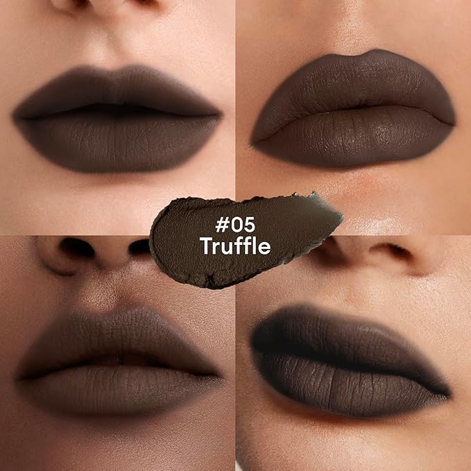 ITY Velvet Matte Finish Lip Stain-Mousse Textured Lip Clay, Red Shade, Conceals Lip Lines, Rich Pigment Lip Tint Lipsticks, 0.14 oz (4g) in Earthy, Truffle.