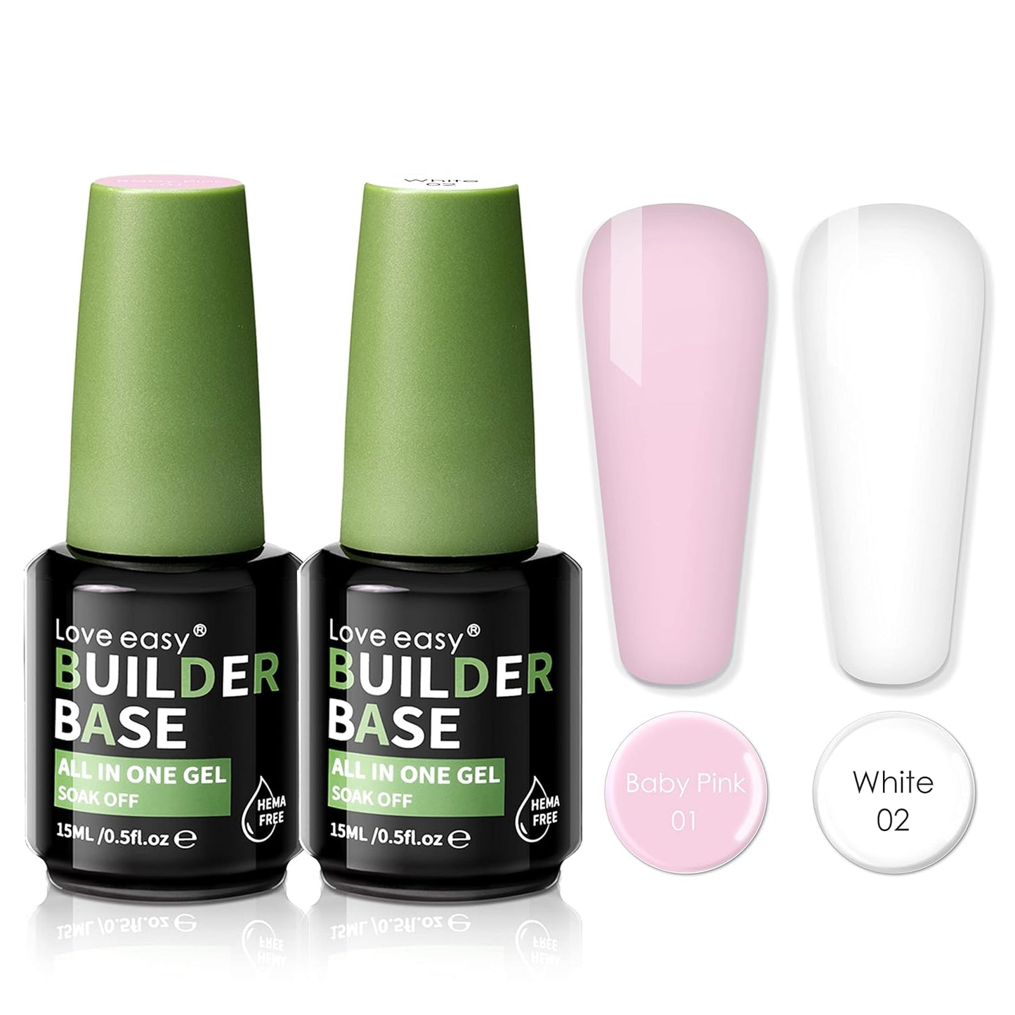 Hema Free Builder Gel (Milky White+ Baby Pink) - Hypoallergenic Strong Base Coat | Long-Lasting Adhesion (30+ Days) for Professional Nails Gift for Women