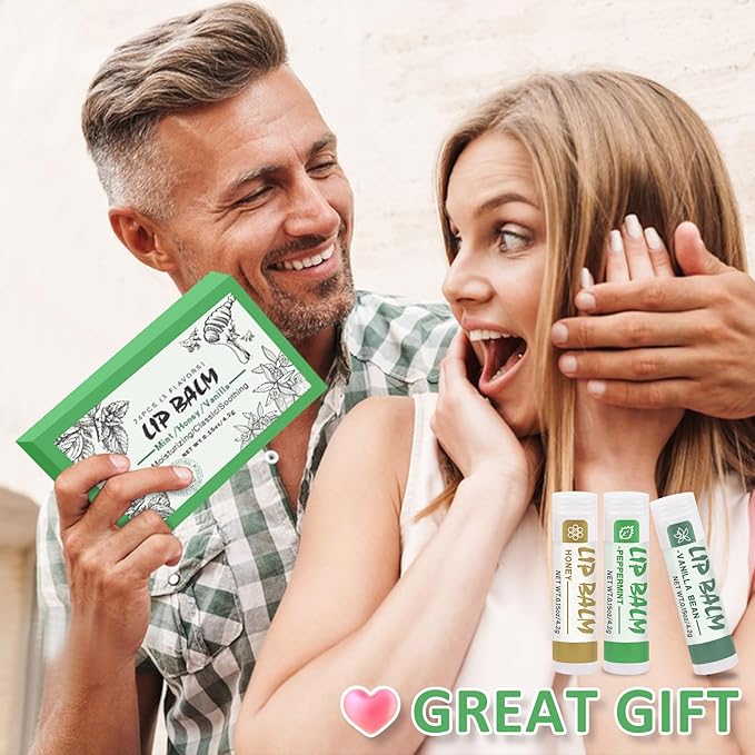 24 Pack Lip Balm Bulk, Vanilla Mint Honey, 100% Natural Lip Balm with Vitamin E and Coconut Oil, Moisturizing Lip Balm for Dry Lips