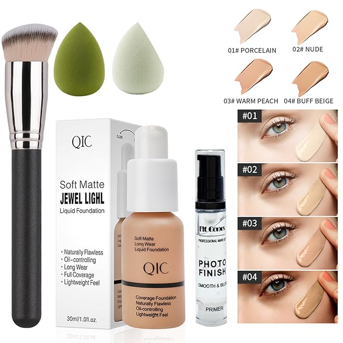 All In One Makeup Kit Full Kit, 3 Pcs Cream Contour Sticks,12 Colors Eyeshadow Palette,Full Coverage Foundation, 6 Colors Lipstick Set, Waterproof Eyeliner and Mascara(104# Buff Beige)