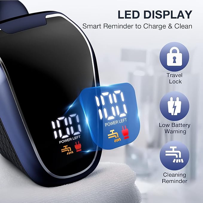 Head Shaver 7D, Wyklaus Upgrade Head Shavers for Bald Men, Head Electric Razor with Nose Hair Trimmer, Waterproof Wet/Dry Mens Grooming Kit, Anti-Pinch, LED Display, USB Rechargeable111