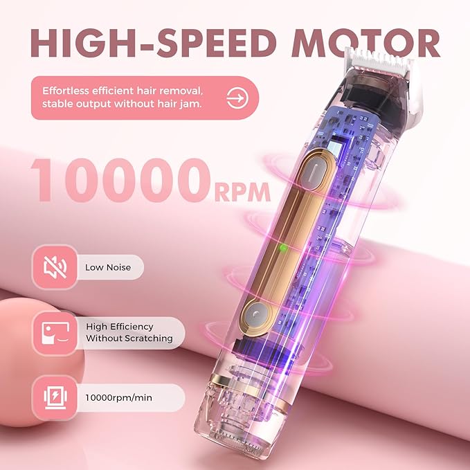 2 in 1 Bikini Trimmer for Women, Dual Head Electric Razor, IPX7 Waterproof Wet/Dry Use Women Electric Shaver, Painless Body Facial Hair Remover for Bikini Legs Arm Underarm, (Purple)