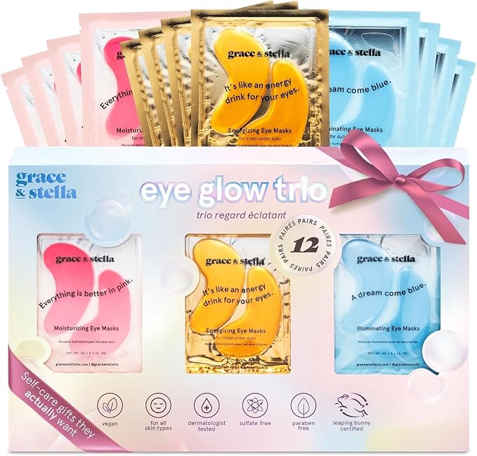 grace & stella Under Eye Patches (12 pairs) Eye Masks for Puffy Eyes and Dark Circles - Birthday Gifts for Women, Bachelorette Party Favors, Bridesmaid, Self Care and Relaxation Gifts for Her - Vegan