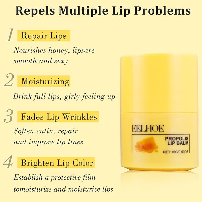 Honey Lip Butter, Hydrating Overnight Lip Balm & Mask, Bee Lip Mask, 12 Hours Long-lasting Moisture, Hygienic Twist Dispenser, Cracked Lip Scrubs Exfoliato Lip Wrinkle Skin Care Products