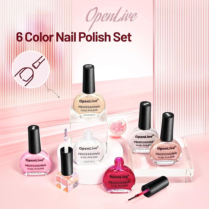 10ml Glitter Nail Polish Set 6 Colors Glitter Red Pink White Nail Polish Set for Nail Art