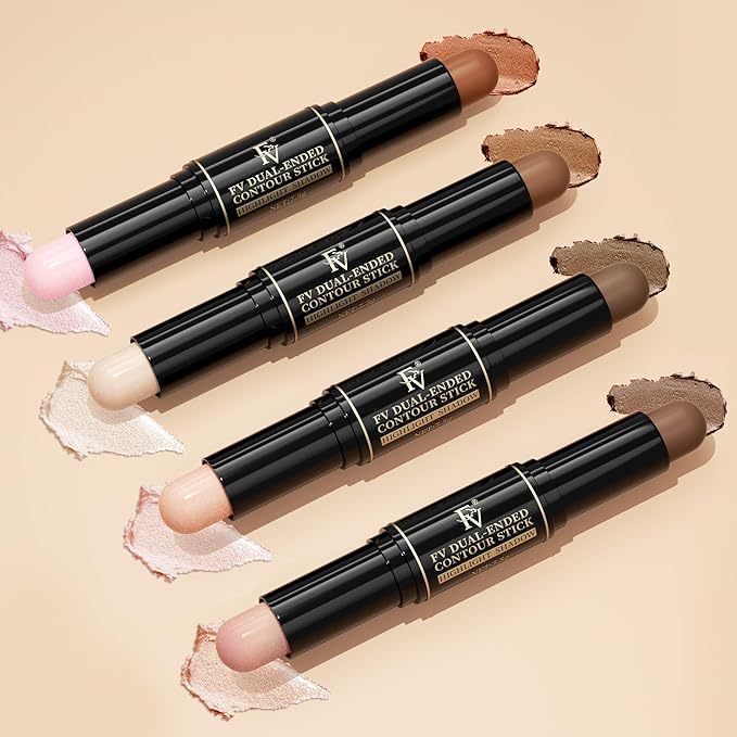 FV Cool Toned Contour Stick, Double-ended Contour and Highlighter Stick, Long Lasting & Lightweight Contour Stick Makeup with Natural Finish, Waterproof and Creamy Texture for Face Shaping, 01