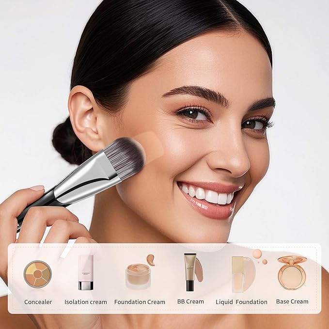 DUcare Flat Foundation Brush for Liquid Makeup, Premium Synthetic Hair Concealer/Kabuki Makeup Brush, Dense Bristles Design, Multi-Purpose Face Brushes for Liquid/Cream/Facial Mask