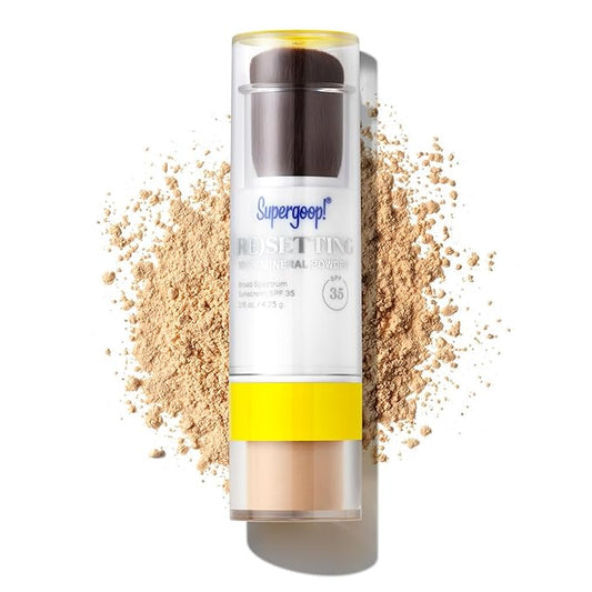 Supergoop! (Re) setting Mineral Powder, Light - 0.15 oz - Makeup Setting Powder + Broad Spectrum SPF 35 PA+++ Sunscreen - With Ceramides, Olive Glycerides & Coated Silica Spheres