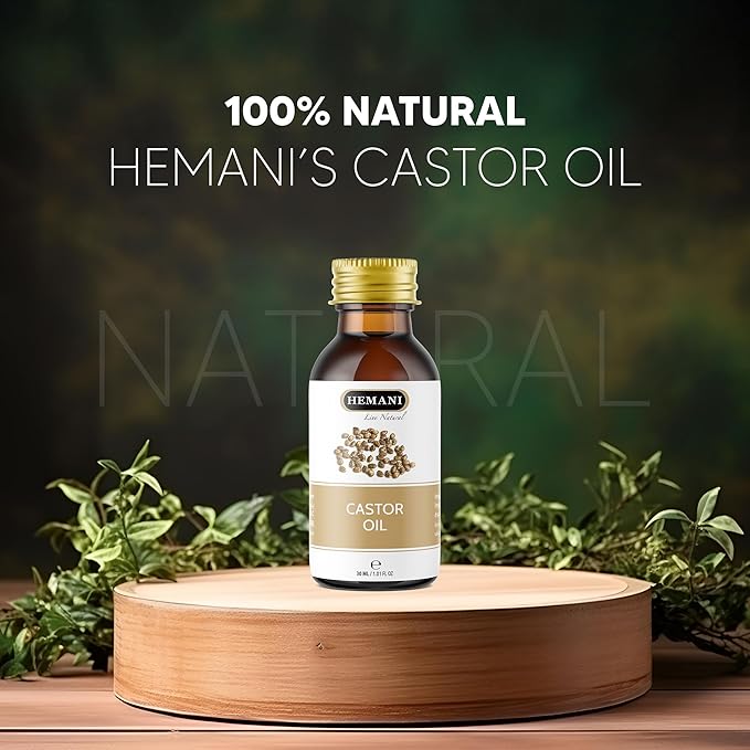 Hemani Castor Oil Ricinus communis - 30mL | Natural Skin & Hair Care, Pure Cold-Pressed Oil for Radiant Glow, Anti-Aging, Hydration & Wellness.