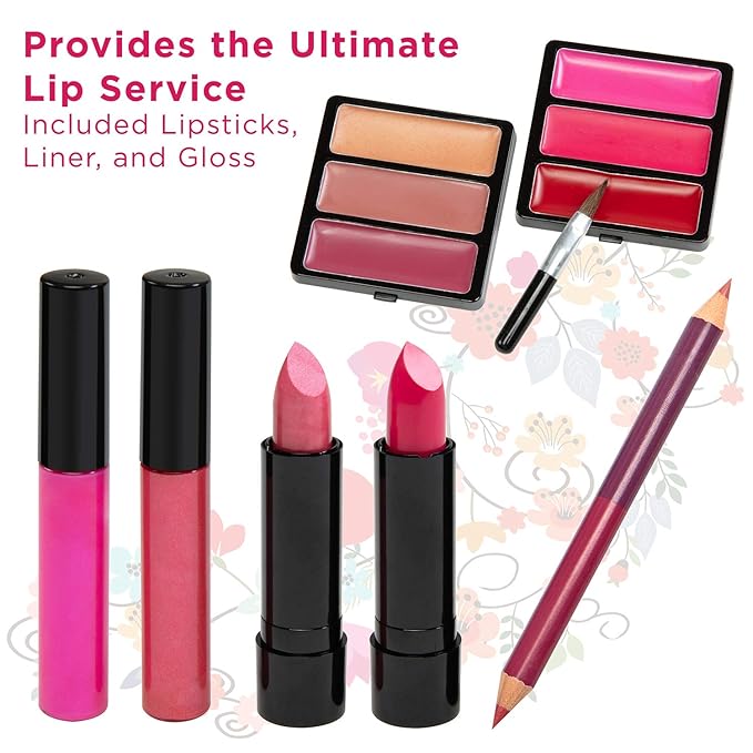 Makeup Kit Set - 32 Eye Shadows 6 Lip Glosses 2 Lip Gloss Wands 2 Lipsticks 1 Face Powder Duo 1 Blush Powder Duo 1 Mascara - Case with Carrying Handle
