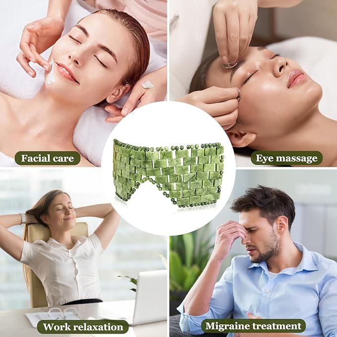 Jade Eye Mask Natural Green Jade Facial Maks for Relive Eliminate Puffiness