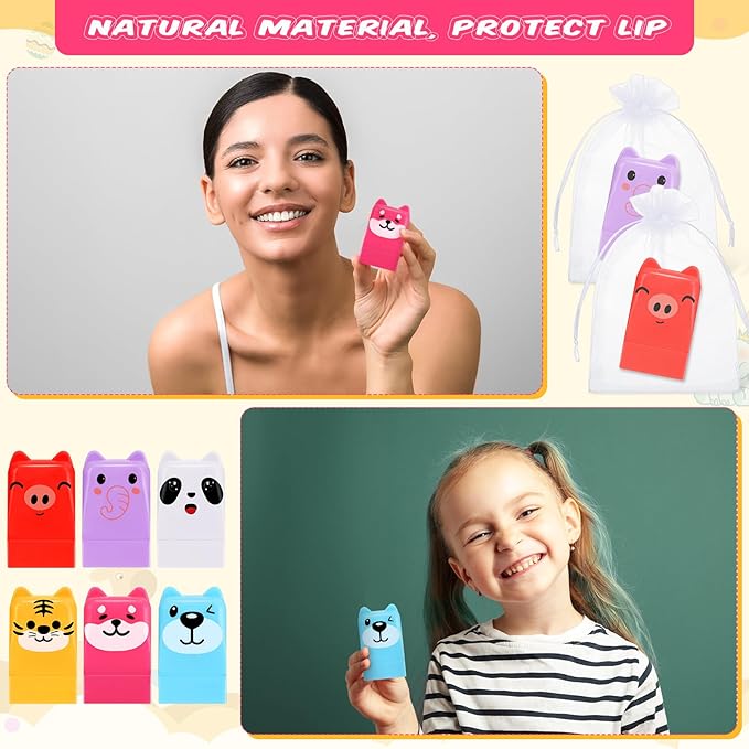 30 Sets Wild Animal Birthday Lip Balm Gifts Bulk Baby Shower Prizes Gift Girl Birthday Lip Balm Jungle Animal Party Favors for Preschool Toddler Boy Girl Classroom Prizes Classroom Prizes