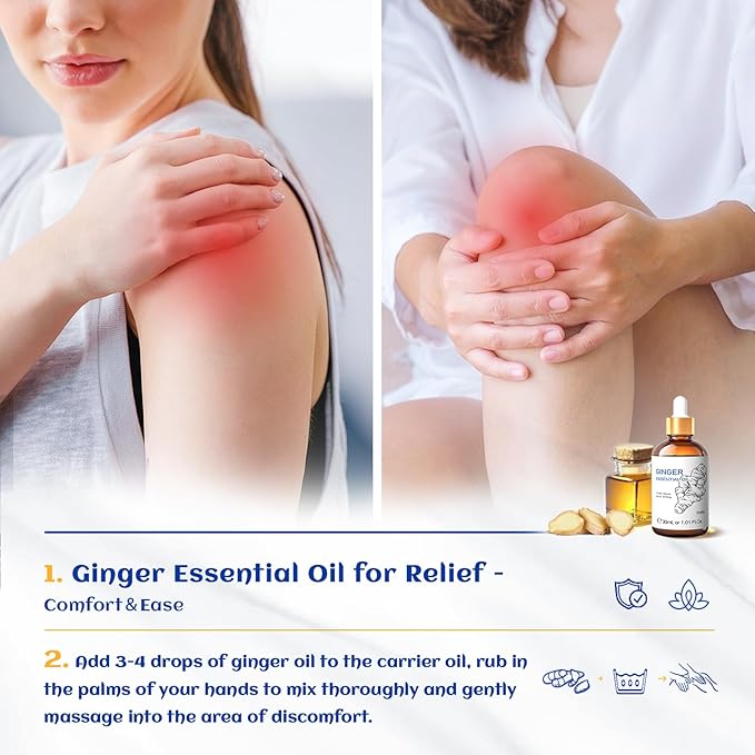 HIQILI 1 Fl Oz Ginger Oil, 100% Pure Natural Ginger Essential Oil for Hair, Massage, Skin - 30ml