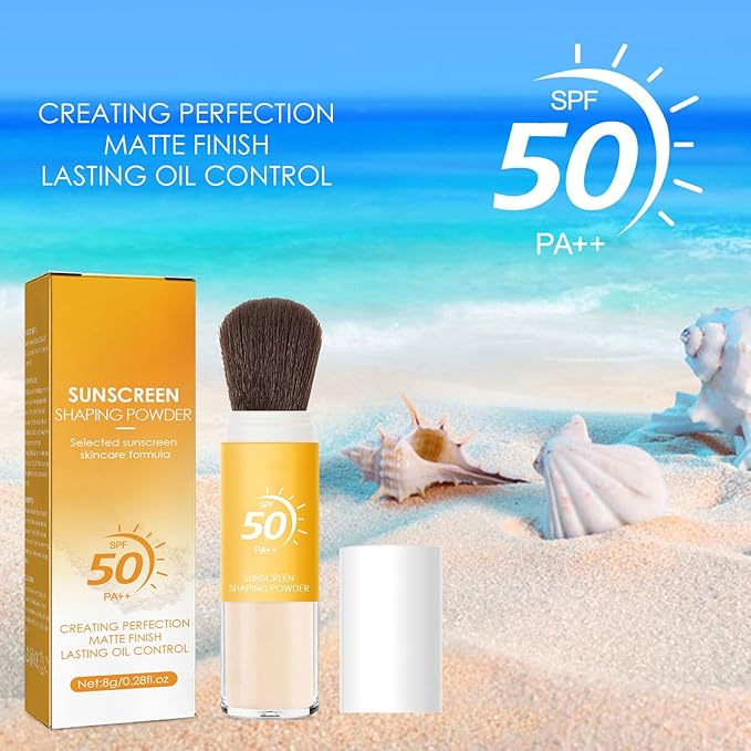 Mineral Sunscreen Setting Powder, Natural Translucent Mineral Brush Powder, SPF 50 PA++, Matte Makeup Setting Powder Long Lasting Oil Control Lightweight Breathable Face Powder for All Skin