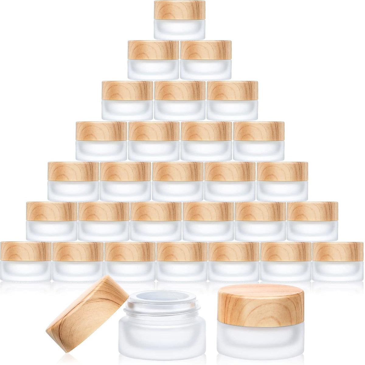 Geiserailie Glass Cosmetic Containers Empty Sample Jars with Leak Proof Lids Makeup Sample Containers for Lotion Cream Cosmetic(30 Pieces,5 Gram)