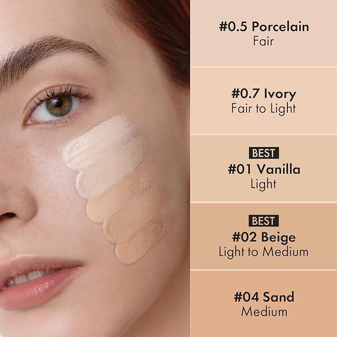 LUNA Long-Lasting Tip Concealer Cover-Fit (#0.5 Proclein) Full Coverage, for Under Eye Dark Circles, Fine Lines, Redness & Discoloration, Korean Makeup 0.26 Fl Oz