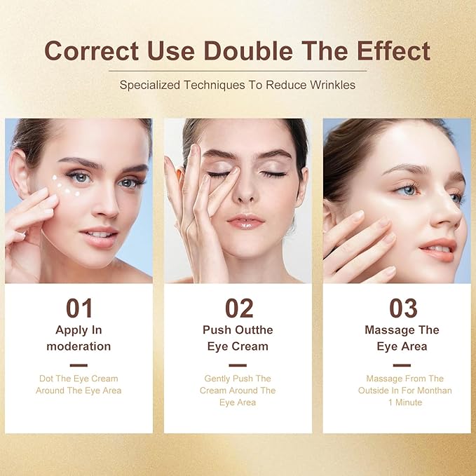 20g Eye Cream with Electric Massager, Moisturizing Anti-Wrinkles Eye Cream, Anti Aging Eye Cream for Dark Circles and Puffiness, Results in 3-4 Weeks to Reduce Fine Lines