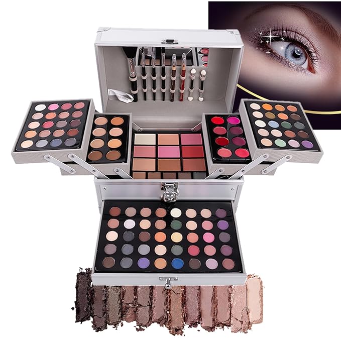 132 Colors All-in-one Makeup Palette Cosmetic Contouring Kit Gift Box Combination with Eyeshadow, Cream Concealer, Eyebrow Powder, Lip Gloss, Blush and Face Pressed Powder