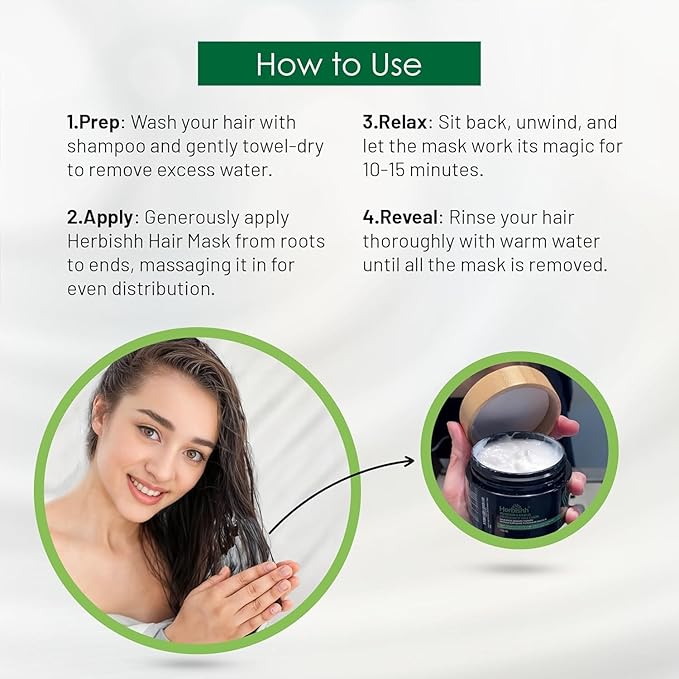 Herbishh Argan Hair Mask (150ml) + Argan Oil Shampoo & Conditioner (16.9 fl.oz Each) Hair Care Set – Deep Cleansing & Hydration, Ideal for Repairing Dry, Frizzy & Colored Hair – Sulfate & Paraben Free