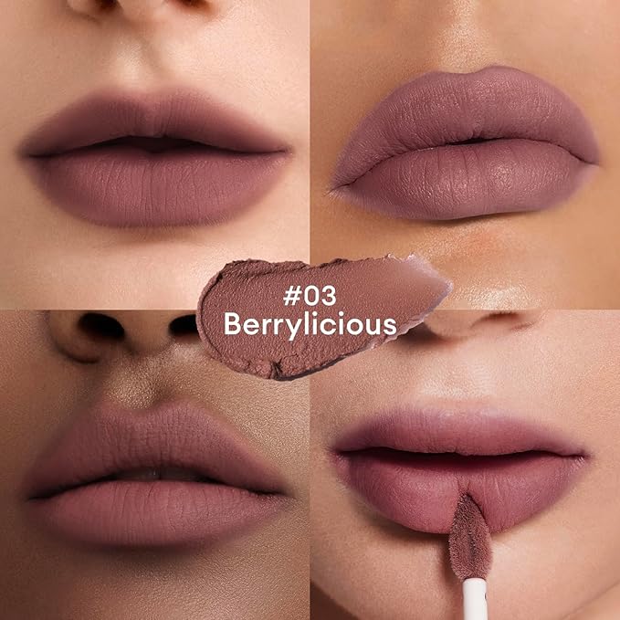 ITY Velvet Matte Finish Lip Stain-Mousse Textured Lip Clay, Red Shade, Conceals Lip Lines, Rich Pigment Lip Tint Lipsticks,0.14 oz (4g) in Berrylicious, Ginger.