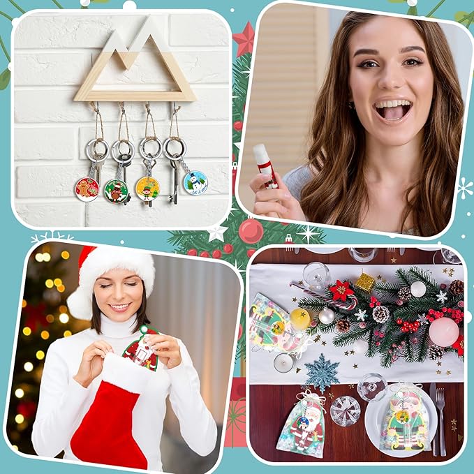 Henoyso 150 Pcs Christmas Favors 5 Styles Lip Balm Bulk Moisturizing Lip Balms Acrylic Keychains with Organza Bags for Xmas Holiday Treat Gifts Women Christmas Stocking Stuffers Party Supplies