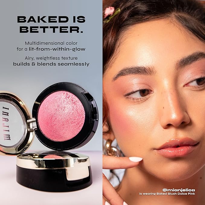 Milani Baked Blush, Powder Blush for Cheeks, Cruelty Free Makeup - Shape, Contour & Highlight Face for a Shimmery or Matte Finish - Berry Amore