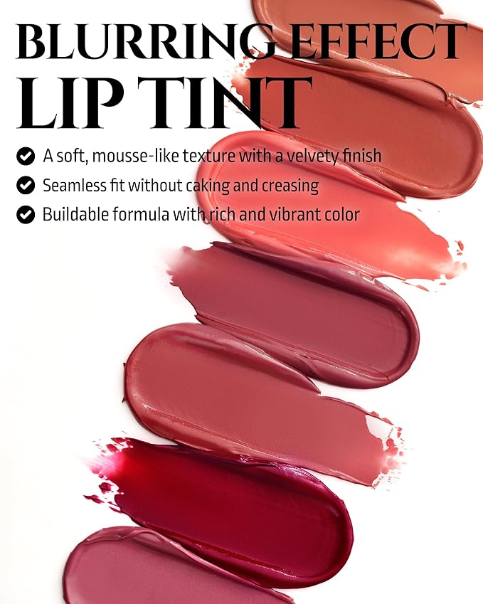 HEVVYMAKEUP Blurring Effect Lip Tint - Airy Velvet Matte Lips - Vegan, Longwear, Vibrant, Buildable Creamy Soft Texture - Korean Lip Makeup, Bite Me, 0.13 fl.oz.