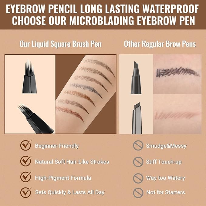 iMethod Eyebrow Pen - Eyebrow Pencil,2-in-1 Eyeliner Dual-Ended Microblading Eyebrow Pencil Long Lasting Waterproof Hair-Like Brow Pencil,with Eyebrow Brush,Eyebrow Pencils for Women,DarkBrown
