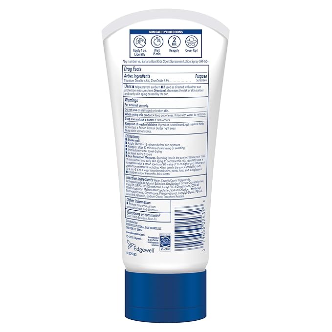 Banana Boat 100% Mineral Baby Sunscreen Lotion SPF 50 Twin Pack | SPF 50 Sunscreen for Babies, Baby Sunblock Lotion, Oxybenzone-Free, 6oz each