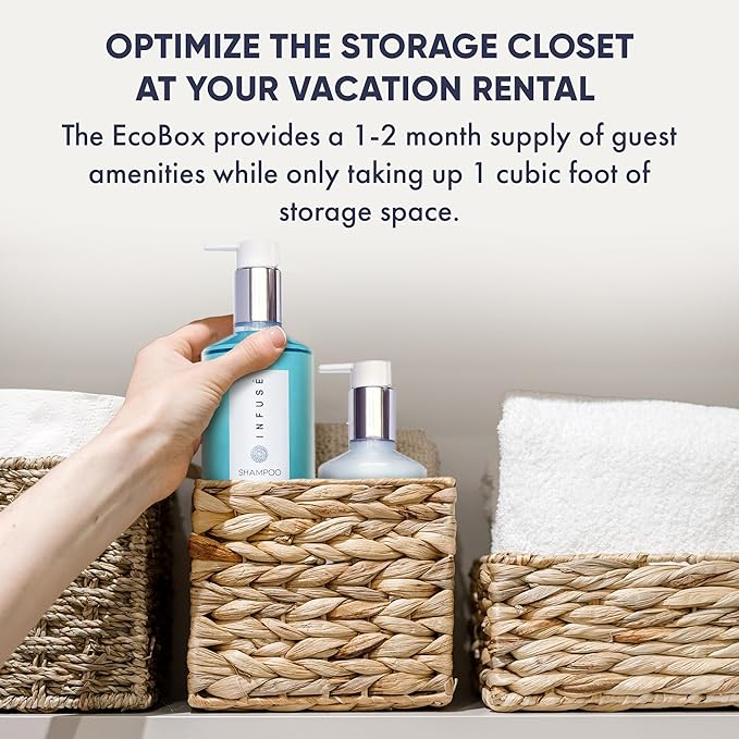 A 20 Piece Ecobox All-In-Kit of our Infuse | White Tea and Coconut Soap | 6 Shampoo, 4 Conditioner, 6 Body Wash & 4 Lotion | 10.14 oz Hotel Soaps and Toiletries Bulk | Personal Care Products